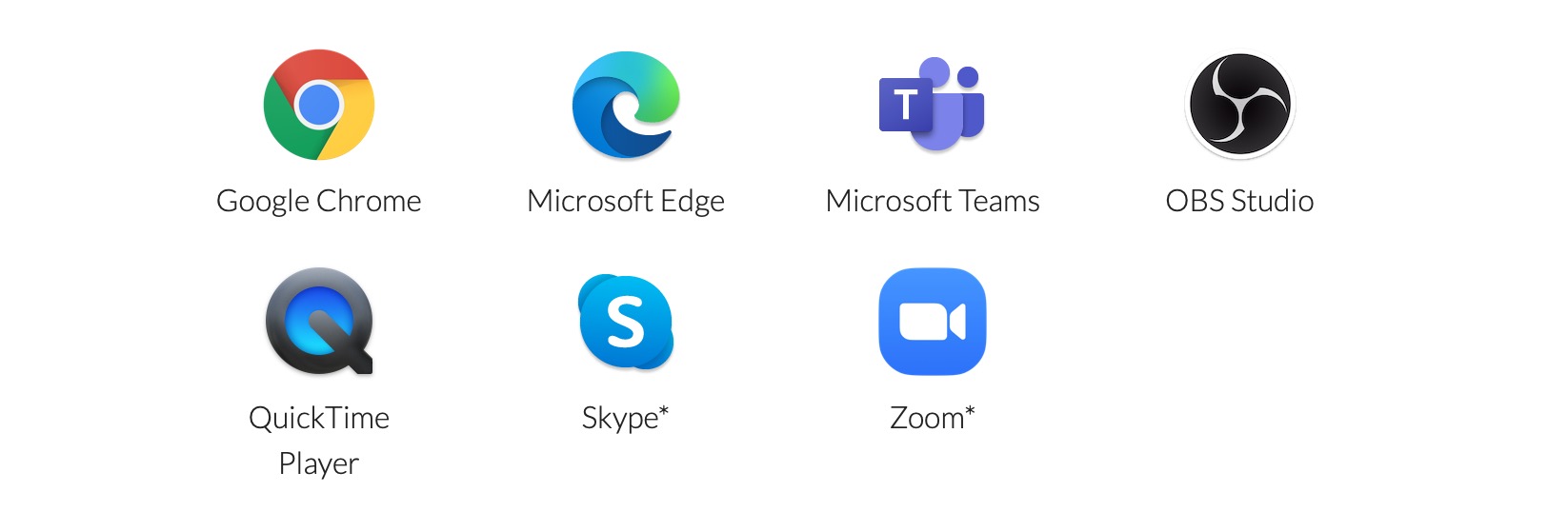 Zoom,Skype,Teams,OBS Studioなどに対応している模様